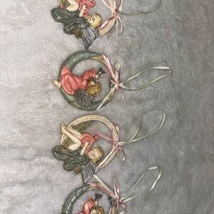 Charming Angel Ornament Set with Pink and Green